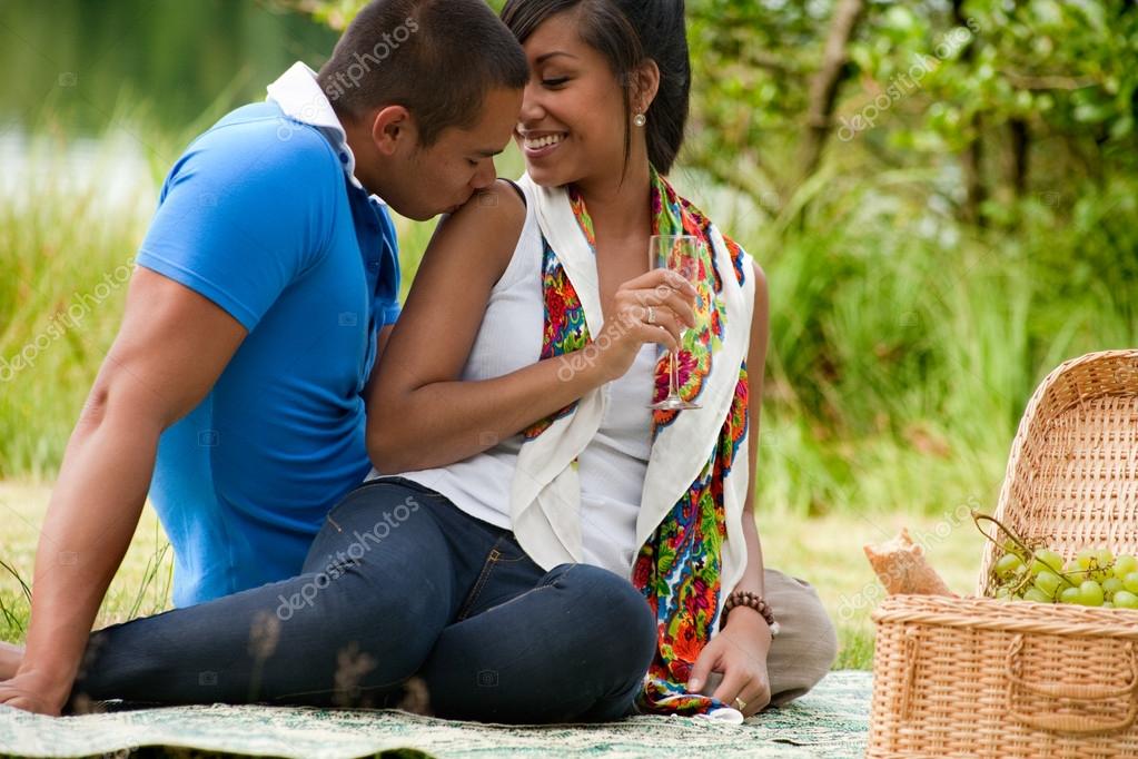 Young outdoor couple asian