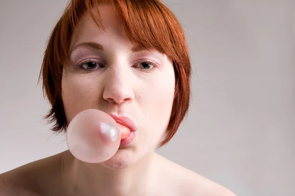 Portrait with bubble gum — Stock Photo, Image