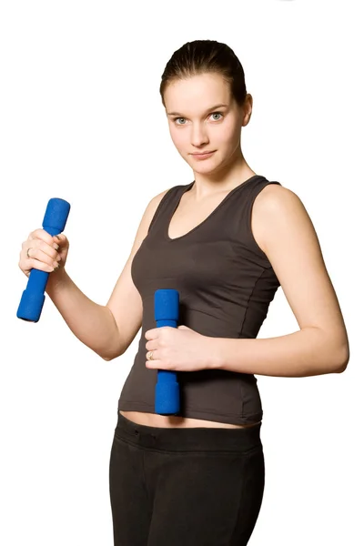 Young girl with weights — Stock Photo, Image