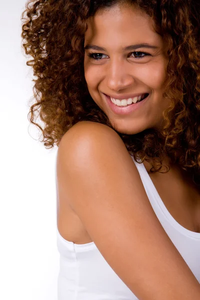 Boldog mosolygó afrikai nő — Stock Fotó