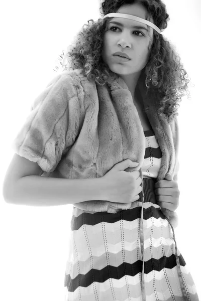 Black and white fashion portrait — Stock Photo, Image