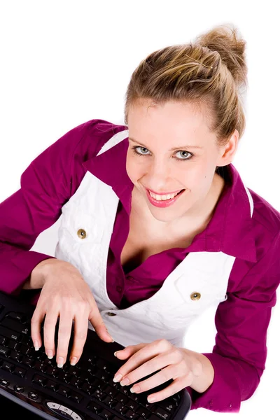 Commercial woman and her keyboard — Stock Photo, Image