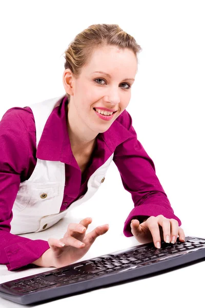 Woman and her keyboard — Stock Photo, Image