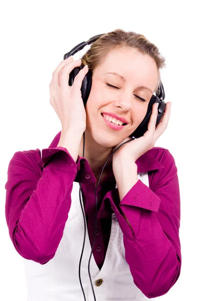 Commercial woman with music — Stock Photo, Image