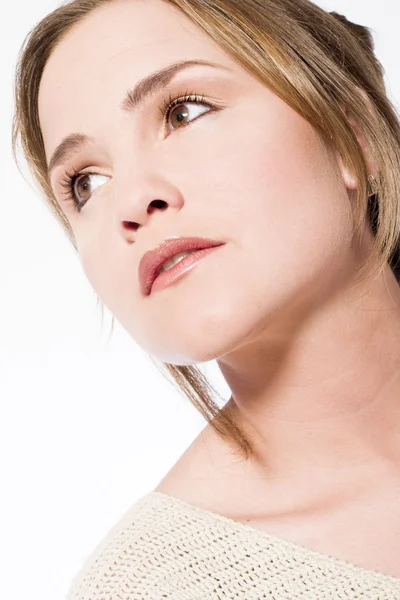 Young woman looking up thinking — Stock Photo, Image