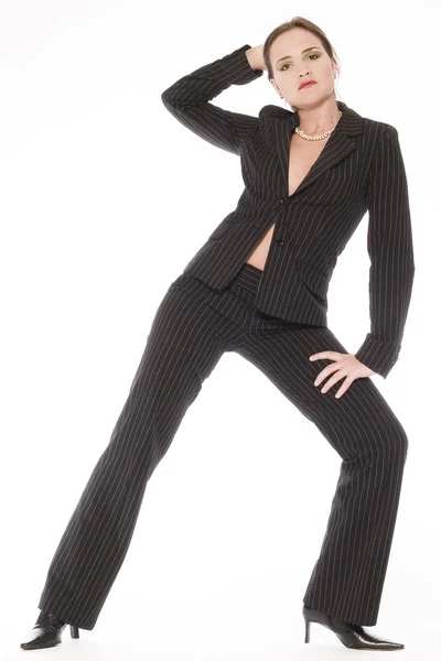 Young woman posing in a suit — Stock Photo, Image
