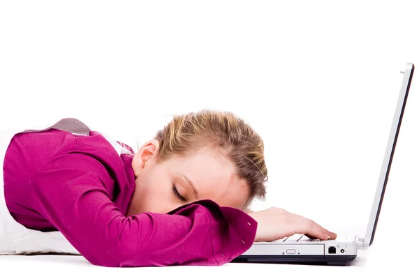 Sleeping on my notebook — Stock Photo, Image