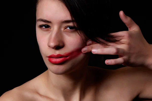 Colore rossetto ragazza da vicino — Foto Stock