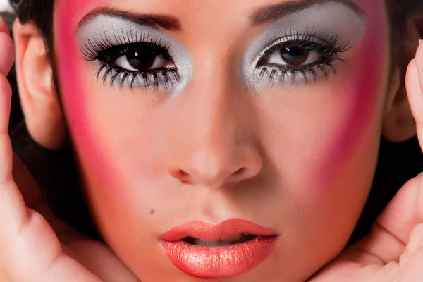 Colored extreme make-up mixed race girly girl Stock Photo