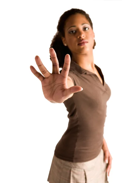 Afrikalı kadın dur işaretini verir. — Stok fotoğraf