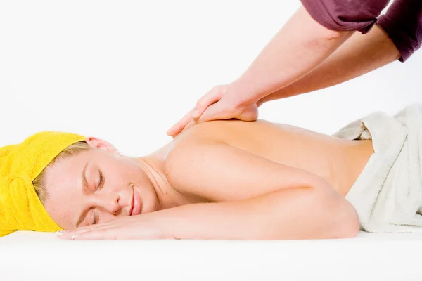 Wellness menina série ombro massagem — Fotografia de Stock