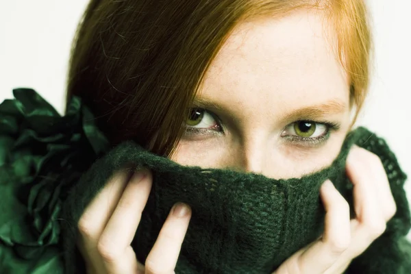 Groene eyed redhead — Stockfoto