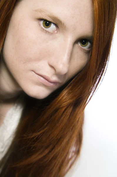 Attentional redhead — Stockfoto