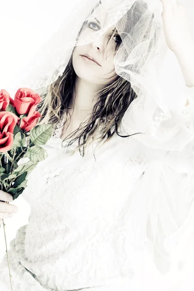 Depressief bruid meisje — Stockfoto