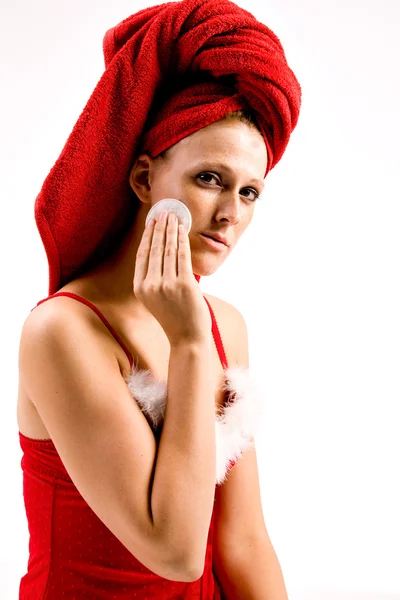 Wellness girl čištění obličeje — Stock fotografie