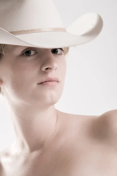 Portret seksowny czerwony cowgirl włosy — Zdjęcie stockowe