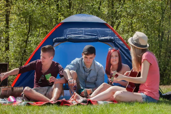 Barbeque youth on a camping — Stock Photo, Image