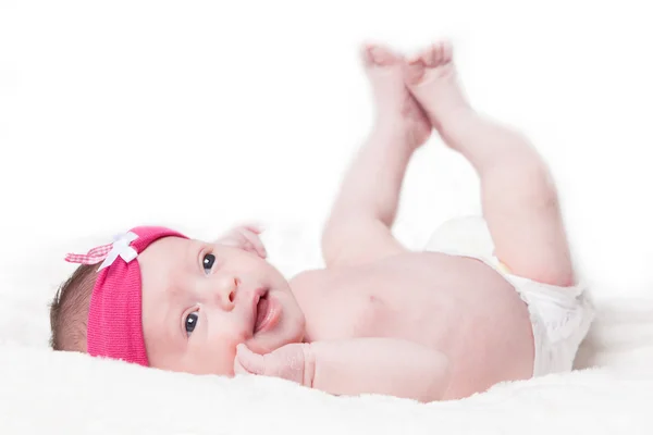 Baby flicka på en Pläd — Stockfoto