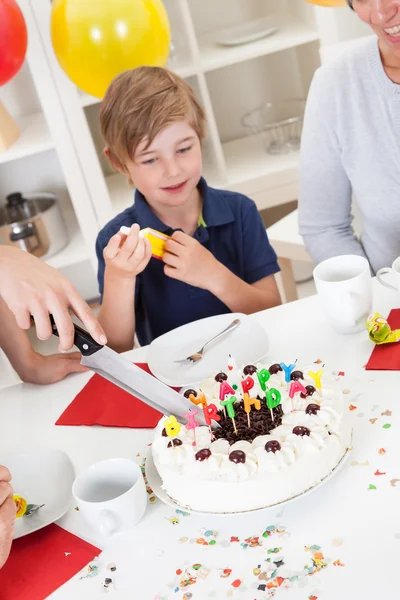 Boy at his birthday party — Stock Photo, Image