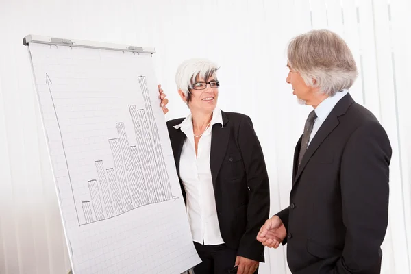 Businesswoman drawing a bar graph — Stock Photo, Image