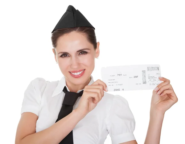 Hospitality hostess presenting a voucher — Stock Photo, Image