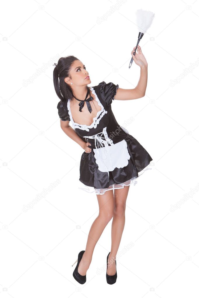 Sexy maid in skimpy uniform
