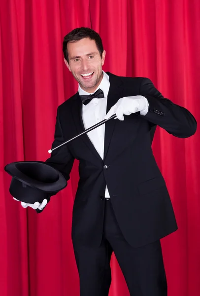 A Magician In A Black Suit — Stock Photo, Image