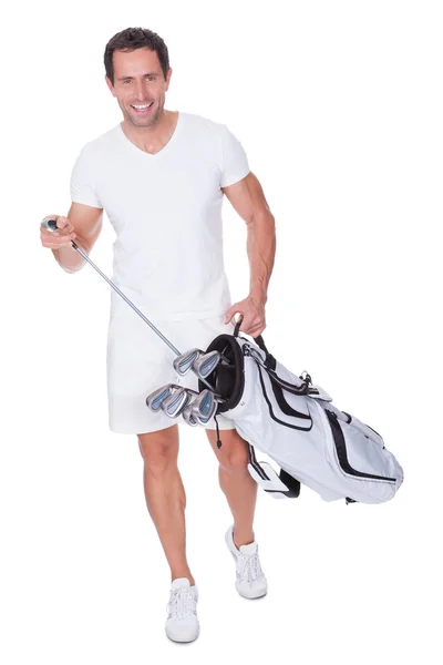 Giocatore di golf Holding Bag con mazze — Foto Stock