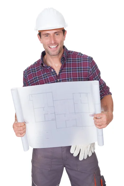 Genç adam gösteren Yapı planı — Stok fotoğraf