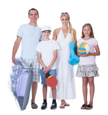 Happy Family With Two Children Ready For Vacation clipart