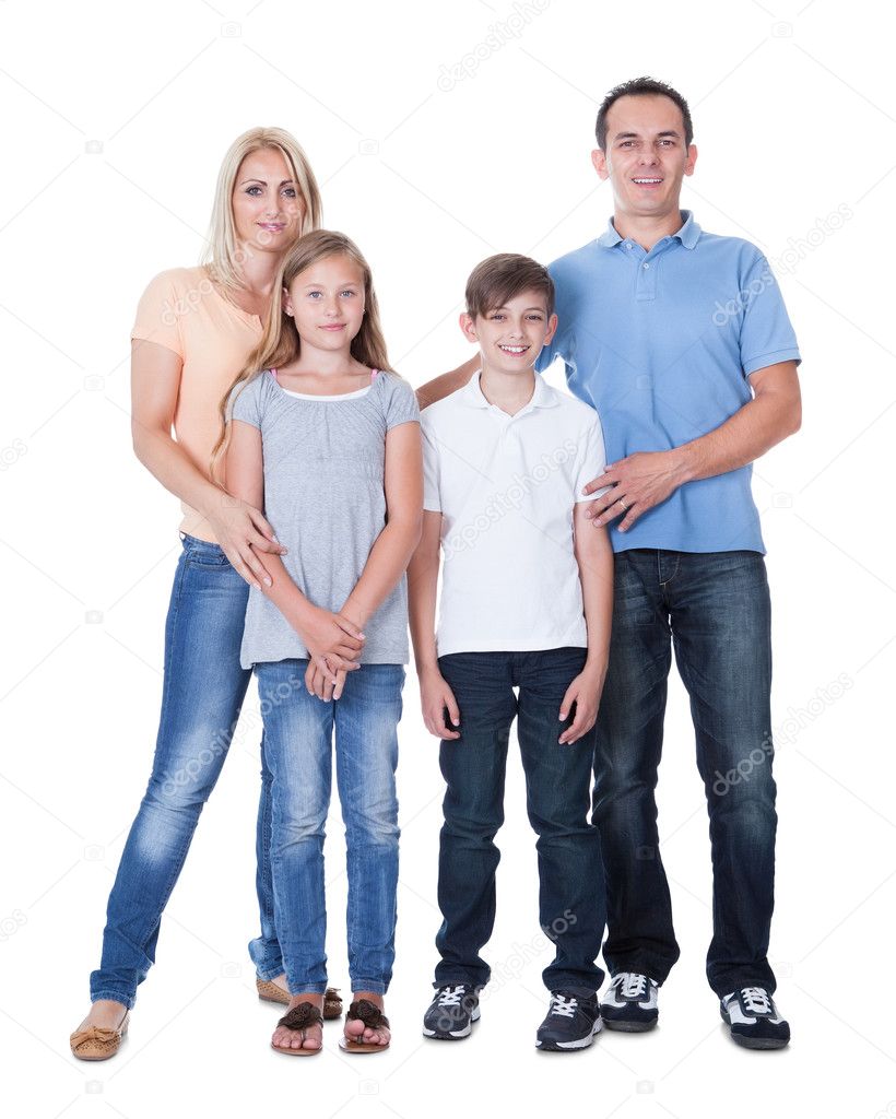 Portrait Of Happy Family On White Background