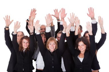 Group of business waving in acknowledgment clipart