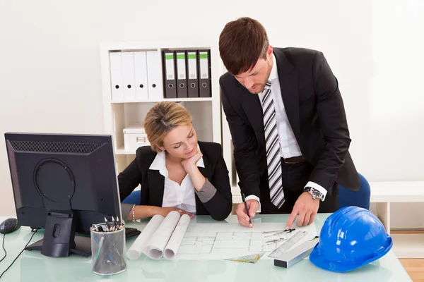 Construction plans revised and signed — Stock Photo, Image