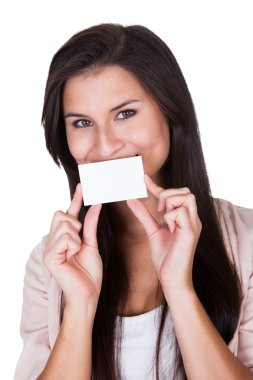 iş kartı ile çekici esmer