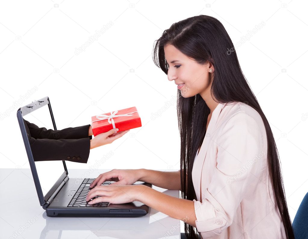 Woman doing online shopping or banking