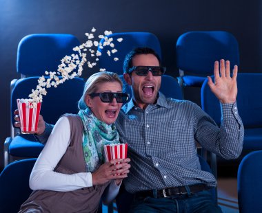 Çift bir 3d film şok tepki