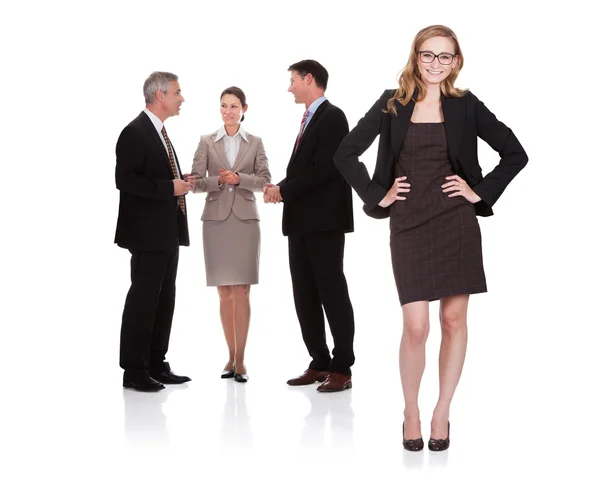 Successful businesswoman with her team — Stock Photo, Image