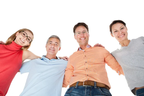 Two happy couples looking down — Stock Photo, Image