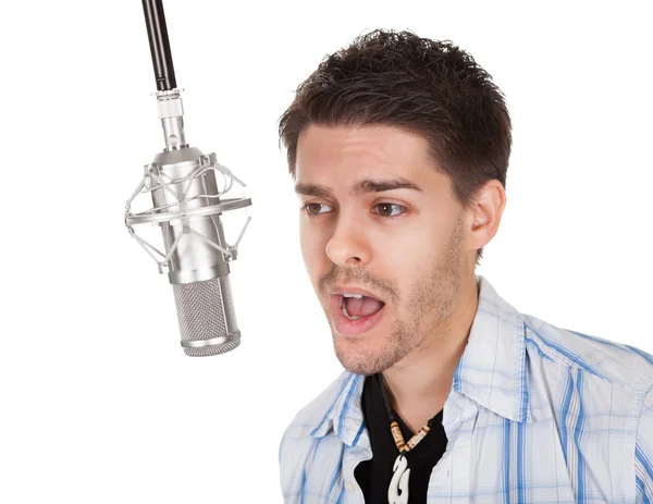 Şarkıcı ve mikrofon — Stok fotoğraf