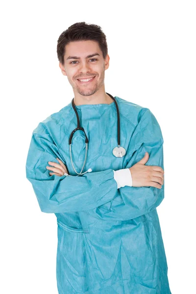 Smiling confident young surgeon — Stock Photo, Image