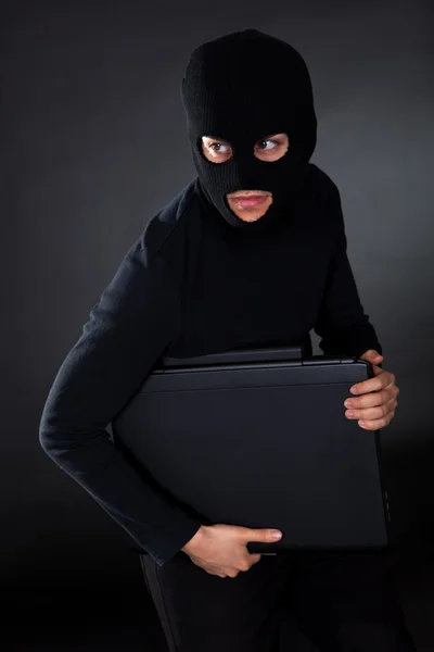 Burglar on Computer — Stock Photo, Image