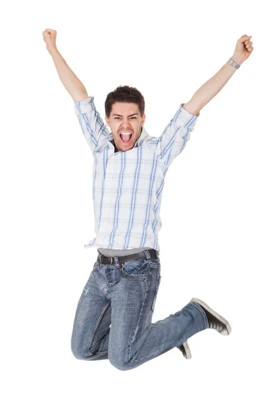Hombre casual gritando de alegría Imagen de stock
