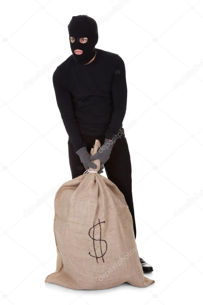 Thief with a large bag of money