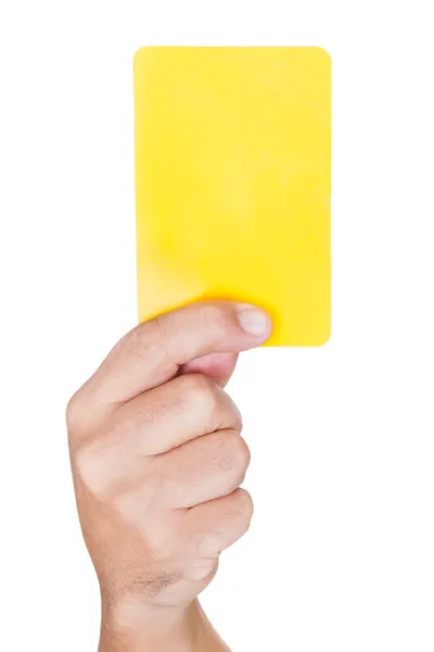 Árbitro de futebol mostrando cartão amarelo — Fotografia de Stock
