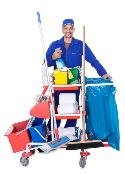 Portret van glimlachen cleaner — Stockfoto