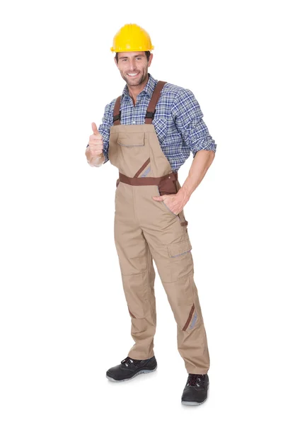 Retrato del trabajador de la construcción feliz — Foto de Stock