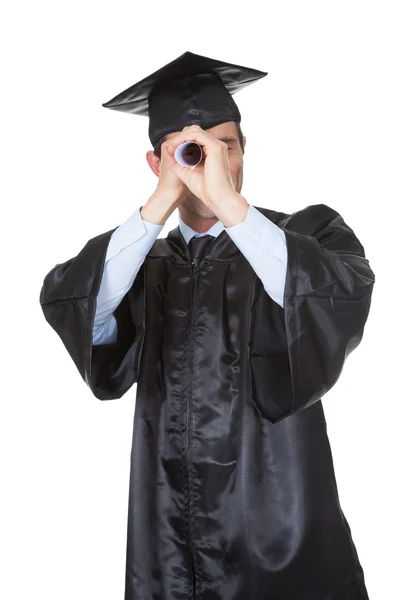 Graduate student looking into the future — Stock Photo, Image