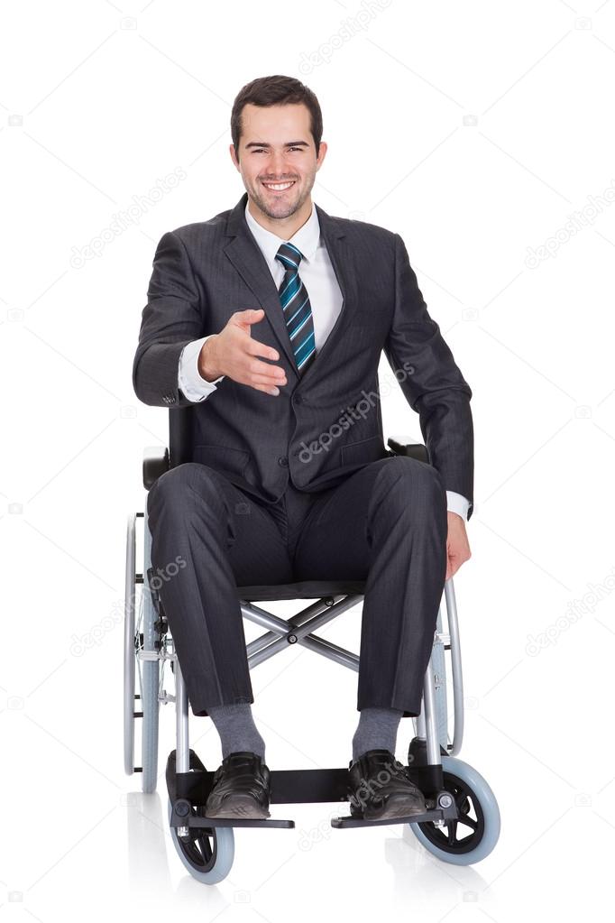 Young businessman in wheelchair