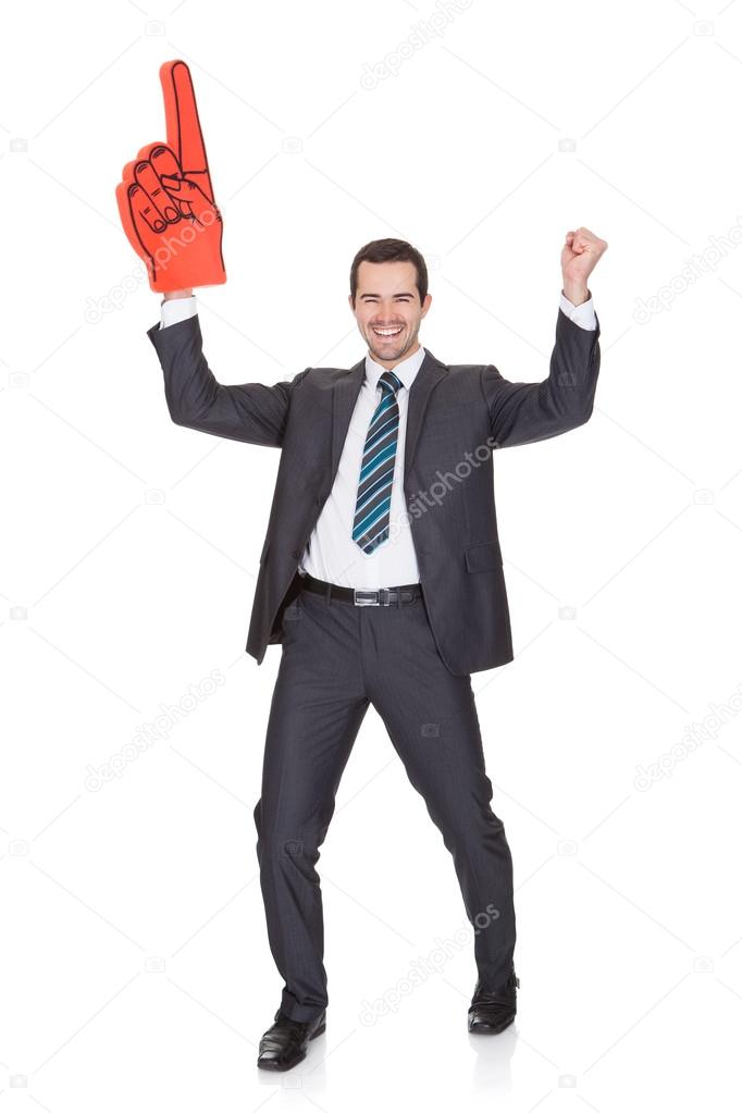 Portrait Of Excited Young Businessman
