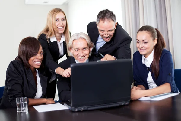 Handsome business manager showing a presentation — Stock Photo, Image